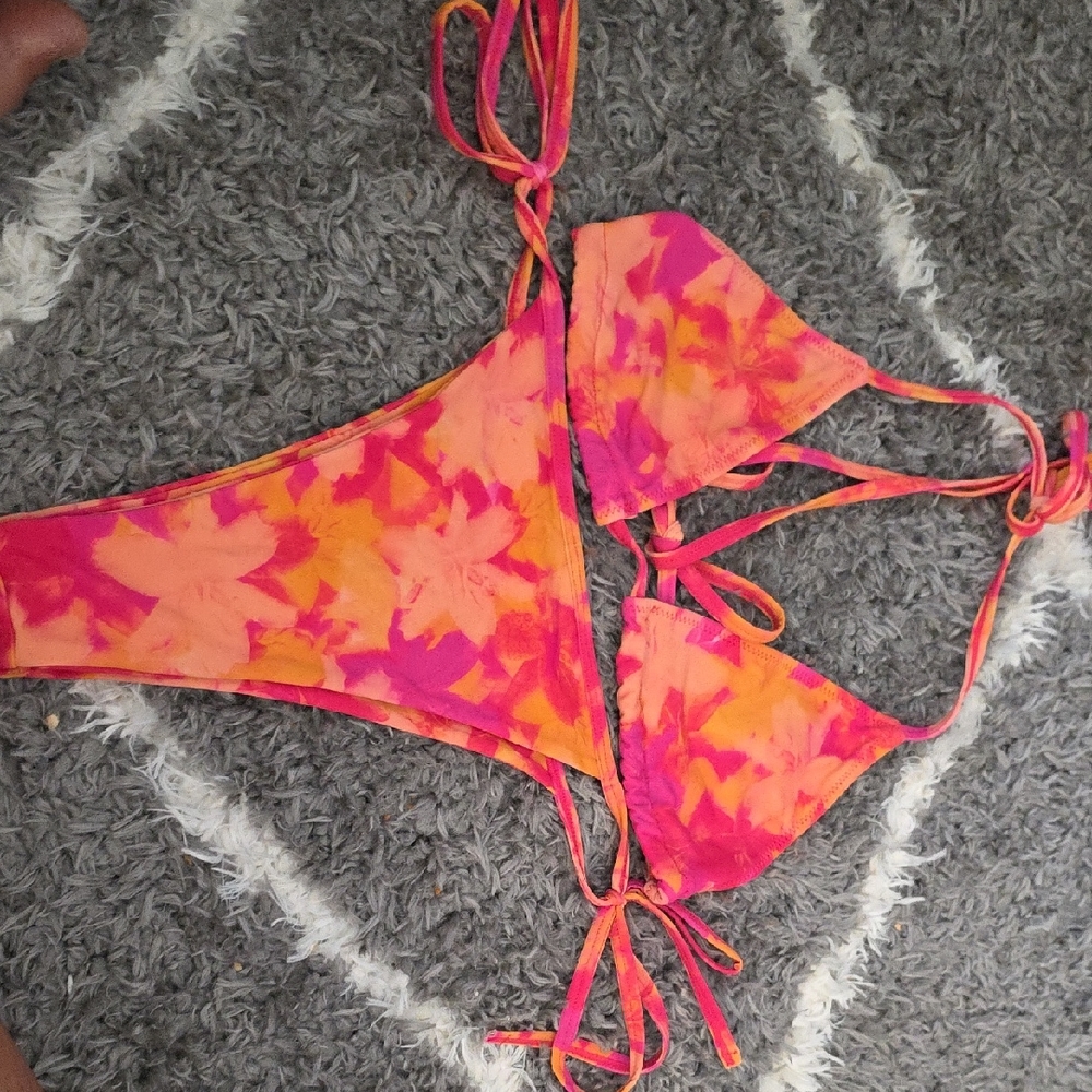 Tropical Pink and Orange Bikini Set